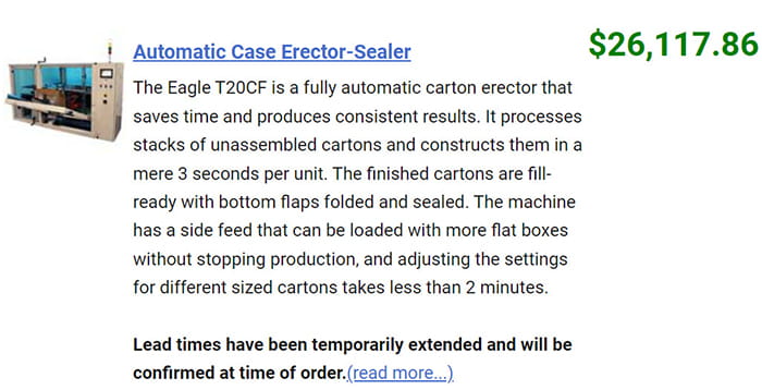 Folding Carton Erector - Packaging Machine - 105