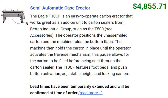 Folding Carton Erector - Packaging Machine - 104